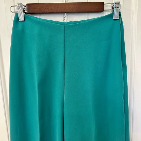 NWT MNG Green Wide Leg Trousers Size 2 High Waist Palazzo - Picture 4 of 6